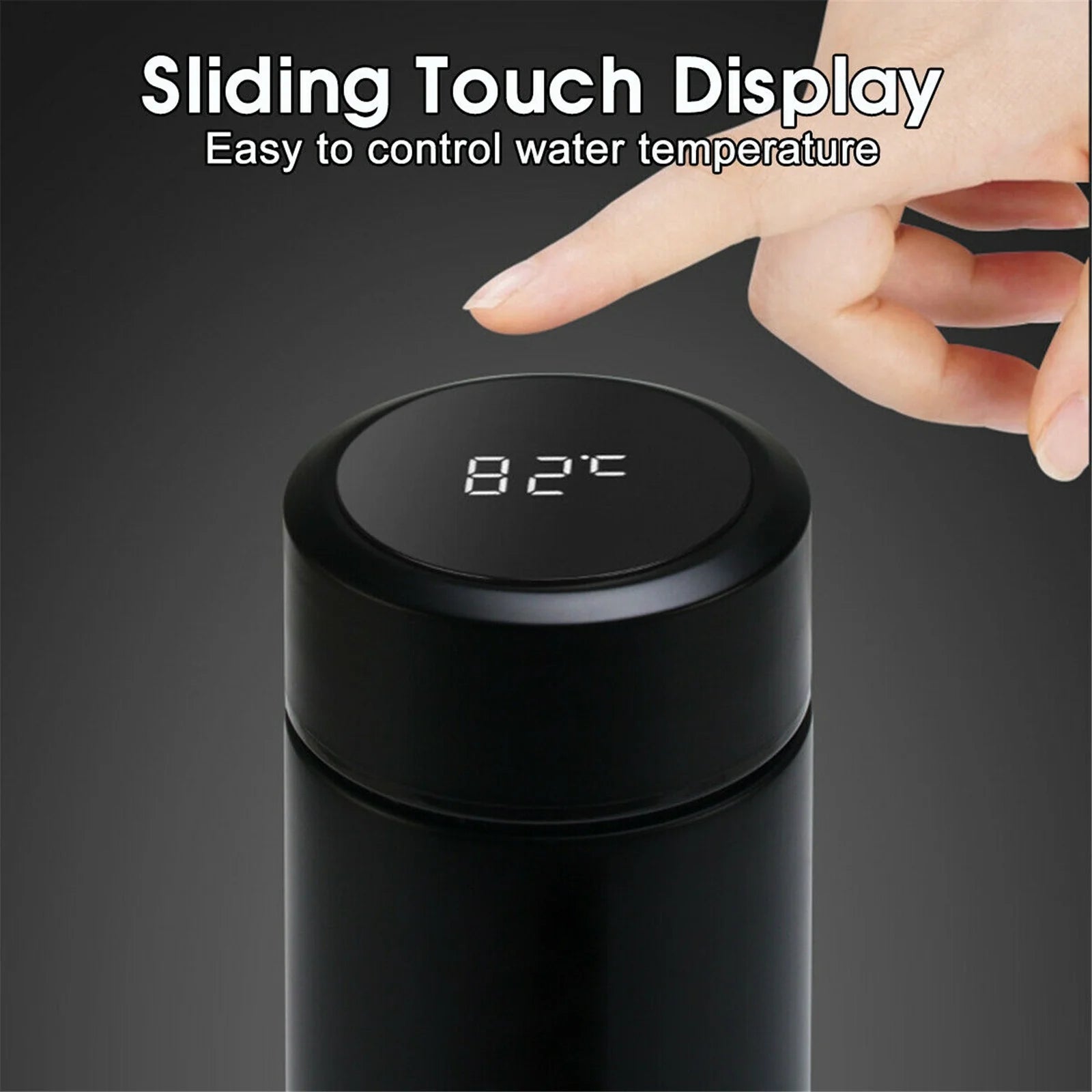 Stainless Steel Vacuum Flask Smart Kettle LCD Screen Display Temperature Black